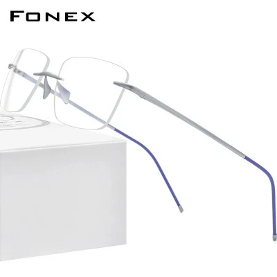 FONEX إطار نظارات من التيتانيوم الخالص للرجال والنساء نظارات بصرية مربعة بدون إط