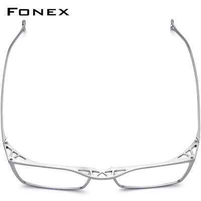 FONEX إطار نظارات من التيتانيوم الخالص للرجال بحافة كاملة عتيقة مربعة نظارات بصر