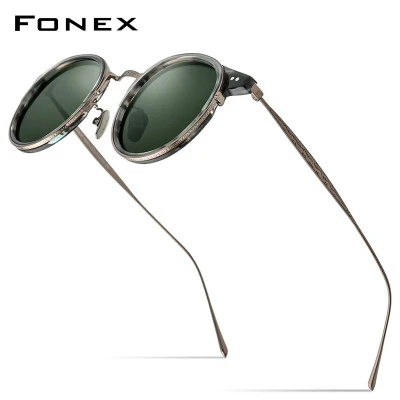 FONEX التيتانيوم خلات الاستقطاب النظارات الشمسية الرجال 2022 جديد ريترو خمر جولة