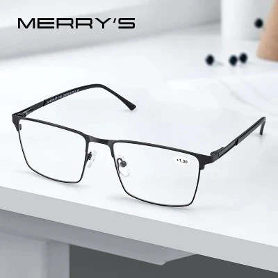 MERRYS تصميم مكافحة الضوء الأزرق حجب الرجال نظارات للقراءة CR-39 الراتنج شبه الك