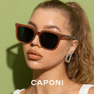 CAPONI الاستقطاب النظارات الشمسية النساء المتضخم مربع TR-90 العين إطارات ظلال مو