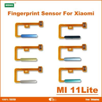 مستشعر بصمة الإصبع لـ xiaomi mi 11 lite ، زر الطاقة ، الكابل المرن ، قطع الغيار 