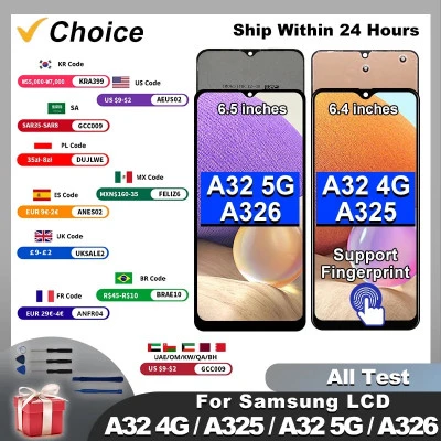 قطع غيار شاشة رقمية تعمل باللمس لهواتف سامسونج جالاكسي A32 4G LCD A325F/DS A325M