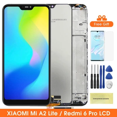 شاشة Mi A2 Lite 5.84 بوصة لهاتف شاومي Mi A2 Lite شاشة Lcd تعمل باللمس مع إطار لـ
