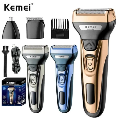Kemei 3 في 1 قوية ماكينة حلاقة كهربائية الوجه الجسم الشعر المتقلب اللحية آلة الح