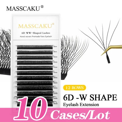 MASSCAKU ماتي الأسود رمش تمديد ، المزهرة التلقائي ، مراوح حجم Premade ، ث جلدة م