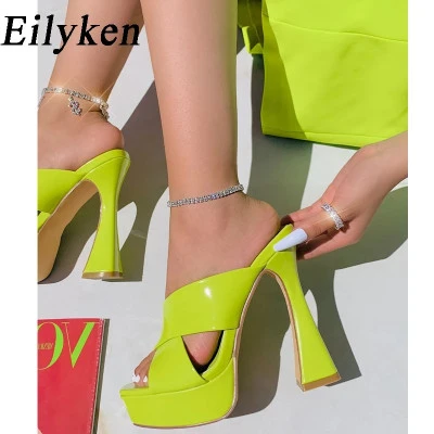 Eilyken حجم كبير 35-42 الصيف منصة النساء النعال عالية الكعب السيدات موضة أنيقة ا