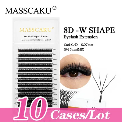 MASSCAKU-ملحقات الرموش الصناعية مسبقة الصنع ، واثنين من النصائح على شكل ث ، عالي