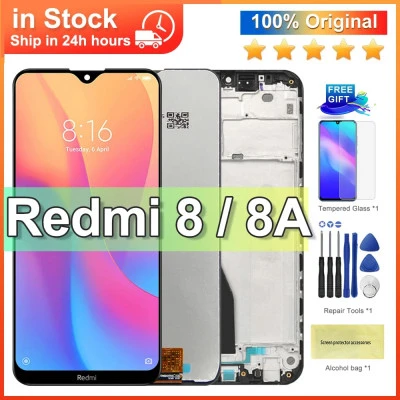 محول رقمي للوحة اللمس مع إطار ، شاشة عرض LCD ، قطع غيار ، شاومي ريدمي 8 ، 8 أ ،