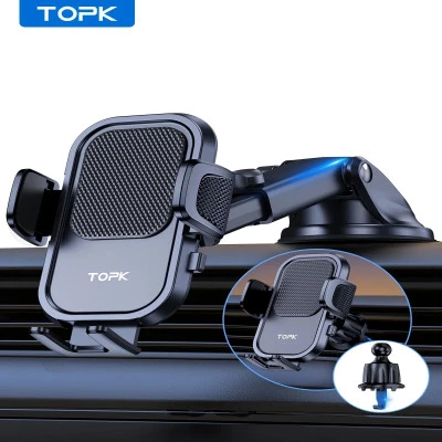 TOPK D40-Z حامل هاتف السيارة لوحة القيادة/الزجاج الأمامي/تنفيس الهواء 360 درجة ت