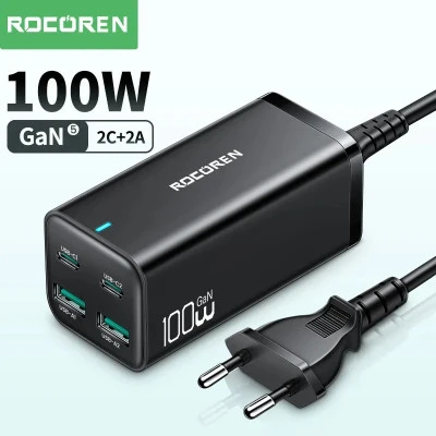 Rocoren غان 100 واط سطح المكتب شاحن سريع تهمة 4.0 QC 5.0 3.0 PD USB-C نوع C USB 