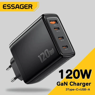 Essager شاحن بطارية بسعة 120 وات سريع الشحن QC4.0 PD3.0 USB Type C شواحن هواتف م