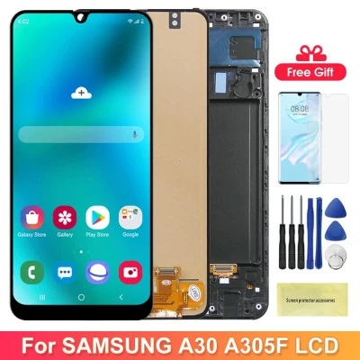 شاشة LCD تعمل باللمس مع إطار ، استبدال محول رقمي ، سامسونج جالاكسي A30 ، DS ، A3