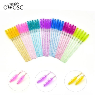 OWOSC 50 قطعة/المجموعة سبعة ألوان مسكرة تجميل قابل للتخلص الصولجانات رموش صغيرة 
