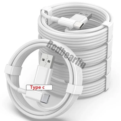نوع C شاحن كابل الحبل لسامسونج غالاكسي S8 S10 S20 S22 شاومي هواوي LG ، أبيض ، 1 