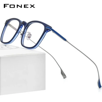 FONEX إطار نظارات Acetate التيتانيوم للرجال مربع نظارات بصرية للنساء نظارات كلاس
