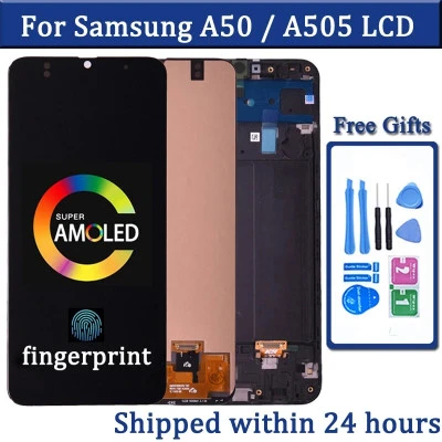 شاشة LCD فائقة Amoled مع شاشة تعمل باللمس مجموعة محول رقمي ، مناسبة لسامسونج A50