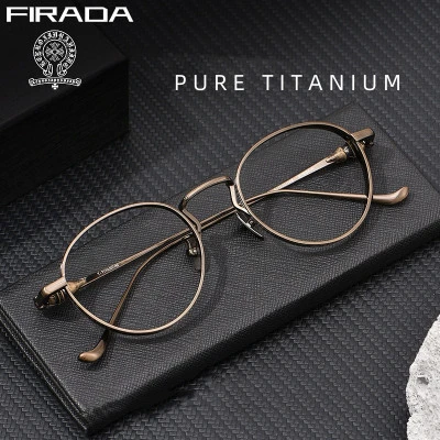 نظارات جديدة فاخرة من FIRADA أنيقة كلاسيكية بإطار مستدير من التيتانيوم الخالص نظ
