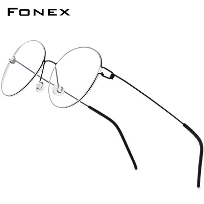 FONEX إطار نظارات بصرية بدون مفك براغي للنساء إطار نظارات بصرية مستديرة جديدة لق