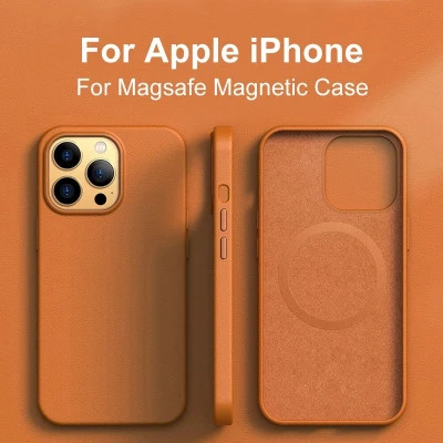 For Magsafe المغناطيسي الجلود السائل سيليكون الحال بالنسبة لابل آيفون 14 13 برو 
