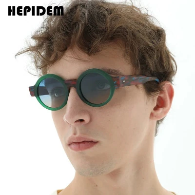 HEPIDEM ماتي خلات الاستقطاب النظارات الشمسية الرجال UV400 تصميم جديد الرجعية دائ