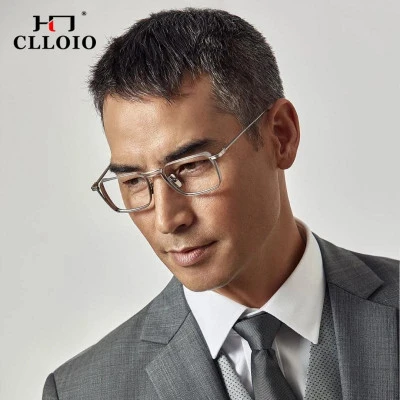 CLLOIO التيتانيوم النقي الضوء الأزرق حجب الرجال نظارات للقراءة اليدوية قصر النظر