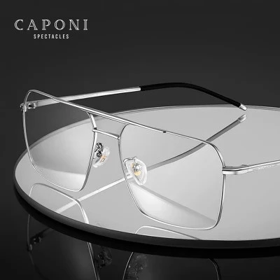 CAPONI نظارات كابوني الكلاسيكية بإطار مربع للعين للرجال مصنوعة من سبائك التيتاني