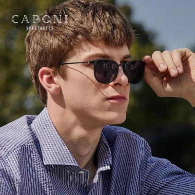 CAPONI البيضاوي الرجال النظارات الشمسية فوتوكروميك نظارات شمسية مستقطبة للرجال ح
