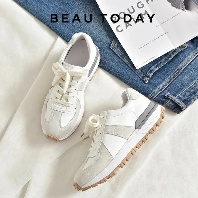 BeauToday أحذية رياضية غير رسمية النساء جلد الغزال خليط مختلط الألوان الدانتيل م