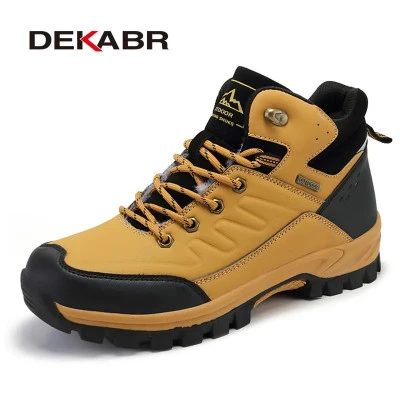 DEKABR ماركة الشتاء الرجال الثلوج الأحذية الدافئة أفخم الرجال الأحذية جلد مقاوم 