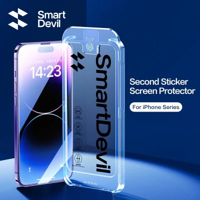 Smartالشيطان 2 قطعة الزجاج المقسى آيفون 14 13 12Pro ماكس حامي الشاشة حافة غطاء ك