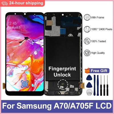قطع غيار شاشة OLED سامسونج جالاكسي A70 ، شاشات LCD ، DS ، محول رقمي بشاشة تعمل ب