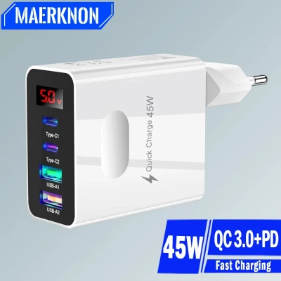 شاحن USB C للشحن السريع ، شاشة رقمية ، محول للهاتف المحمول ، شاحن PD جداري ، آيف