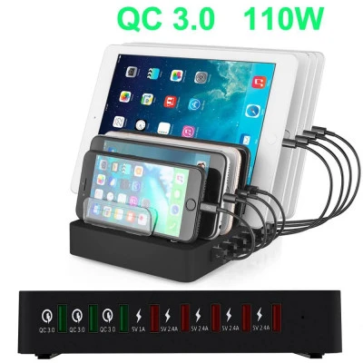 محطة شاحن USB متعددة المحور ، ، 8 منافذ ، QC ، حامل شحن سريع لهاتف iPhone 15 ، 1