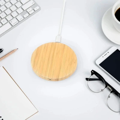 شاحن لاسلكي Qi من خشب البامبو ، لوح شحن سريع USB C لهواتف iPhone 15 و 14 و 13 و 