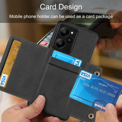 جراب جلد قلاب لـ Xiaomi ، غطاء محفظة للهاتف ، حامل فتحة بطاقة ، Mi Poco C40 ، X4