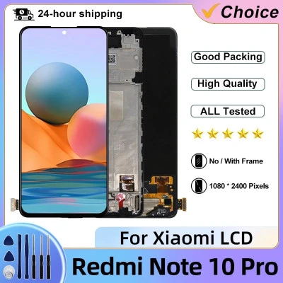 شاشة LCD شاشة تعمل باللمس مجموعة محول الأرقام ، AMOLED لشاومي ريدمي نوت 10 برو ،