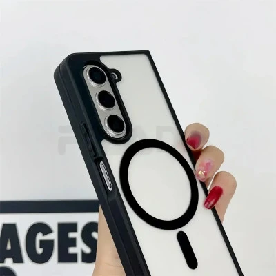 جراب Magsafe شفاف غير لامع صديق للجلد لسامسونج جالاكسي Z Fold ، شحن لاسلكي مغناط