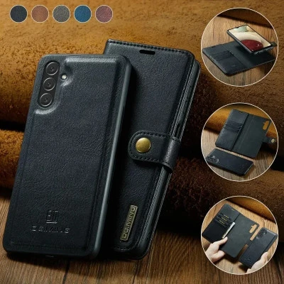 جراب هاتف مغناطيسي قابل للفصل ، غطاء جلد ، حامل بطاقة محفظة ، Samsung Galaxy S21