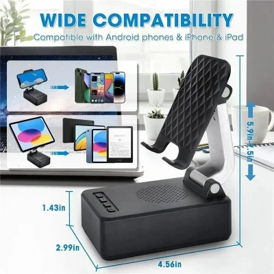 حامل الهاتف المحمول مع مكبر صوت بلوتوث ، HD ، محمول ، لاسلكي ، قابل للتعديل ، تا