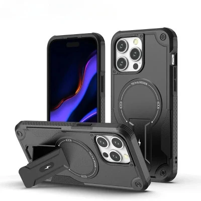 حافظة هاتف واقية مغناطيسية لهاتف iPhone ، حامل حامل مخفي ، مقاوم للسقوط العسكري 
