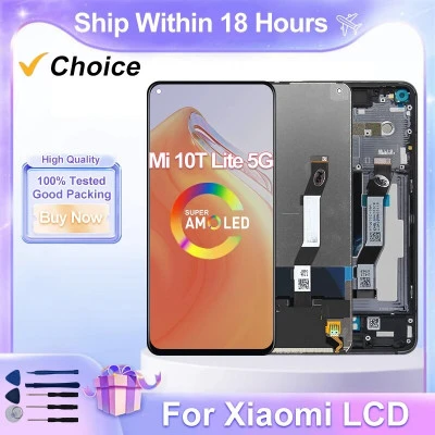 شاشة LCD مجموعة محول الأرقام بشاشة تعمل باللمس ، قطع غيار ، شاومي مي 10T لايت ، 