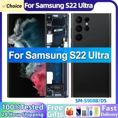 شاشة لمس Amoled lcd لسامسونج s22 الترا 5g s908 s908b s908u