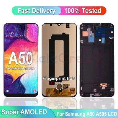 شاشة Amoled samsung galaxy a50 a505 lcd لـ ds a505f ، مجموعة محول الأرقام باللمس