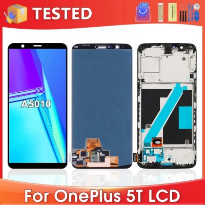 شاشة عرض OnePlus 5T LCD تعمل باللمس محول رقمي للتجميع ، شاشة بديلة ، A5010