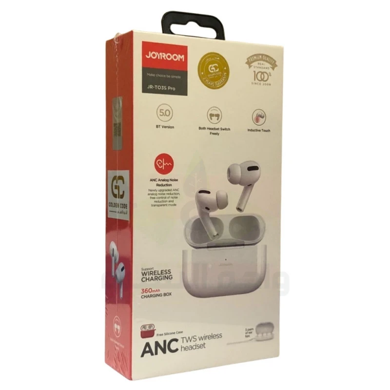 سماعة جيروم T03S برو بخاصية عزل الضجيج ANC لاسلكية Joyroom T03S Pro - ابيض - الك