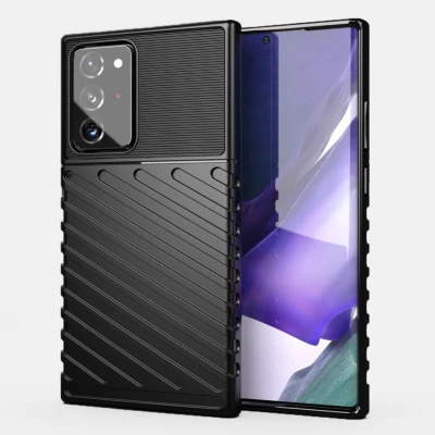 غطاء حماية اسود واقي للصدمات بتصميم رائع لحماية جهاز Samsung Galaxy Note 20 Ultr