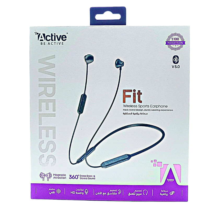 سماعة عنق رياضية لاسلكية ACTIVE CHARM Ffit Wireless BK3266 - اسود